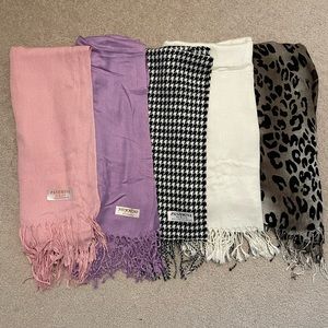 5 PIECE; pashmina scarves bundle